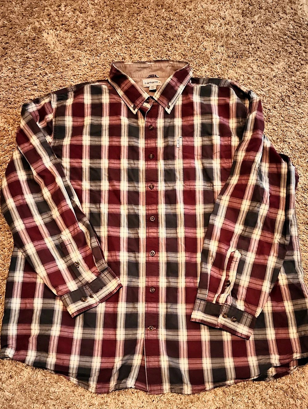 Carhartt Relaxed Fit Plaid Button-Up Shirt 3XL Tall